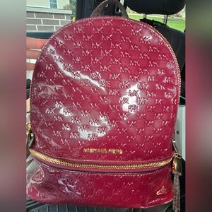 Michael Kors Rhea Zip Patent Leather Backpack Burgundy - No Tags, Like New